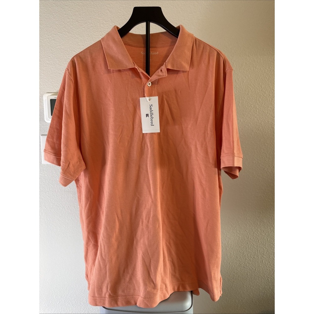 Saddlebred Men's‎ Extra Soft Polo Peach Size Large New